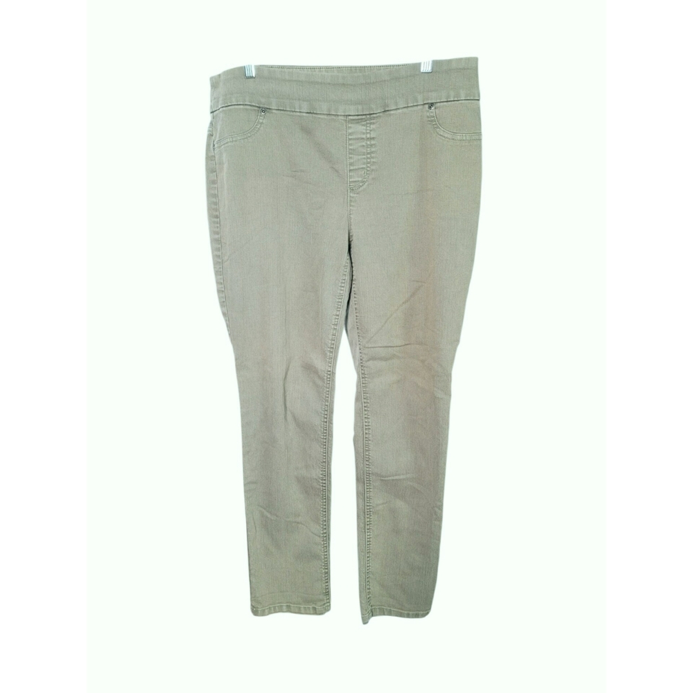 Chico's Pull On Straight Leg Stretch Khaki Green Jeans Size 1.5 (10)